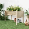 Garvee Hochbeet aus Holz, erhöhter Pflanzkasten-Ständer mit Beinen, Haken und Vliesstoff-Einlage, für Gemüseanbau auf kleinem Raum, Hinterhof, Terrasse, Balkon, Natur - Thumbnail 7