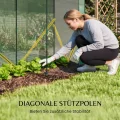 Outsunny Gewächshaus mit Netzfenstern und aufrollbarer Tür, Foliengewächshaus aus Stahl 200 x 75 x 188 cm, Tomatenhaus Tomatengewächshaus für Gemüse, Tomaten, Blumen, Pflanzen, Grün - Thumbnail 3