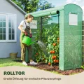 Outsunny Gewächshaus mit Netzfenstern und aufrollbarer Tür, Foliengewächshaus aus Stahl 200 x 75 x 188 cm, Tomatenhaus Tomatengewächshaus für Gemüse, Tomaten, Blumen, Pflanzen, Grün - Thumbnail 5