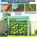 Outsunny Gewächshaus mit Netzfenstern und aufrollbarer Tür, Foliengewächshaus aus Stahl 200 x 75 x 188 cm, Tomatenhaus Tomatengewächshaus für Gemüse, Tomaten, Blumen, Pflanzen, Grün - Thumbnail 8