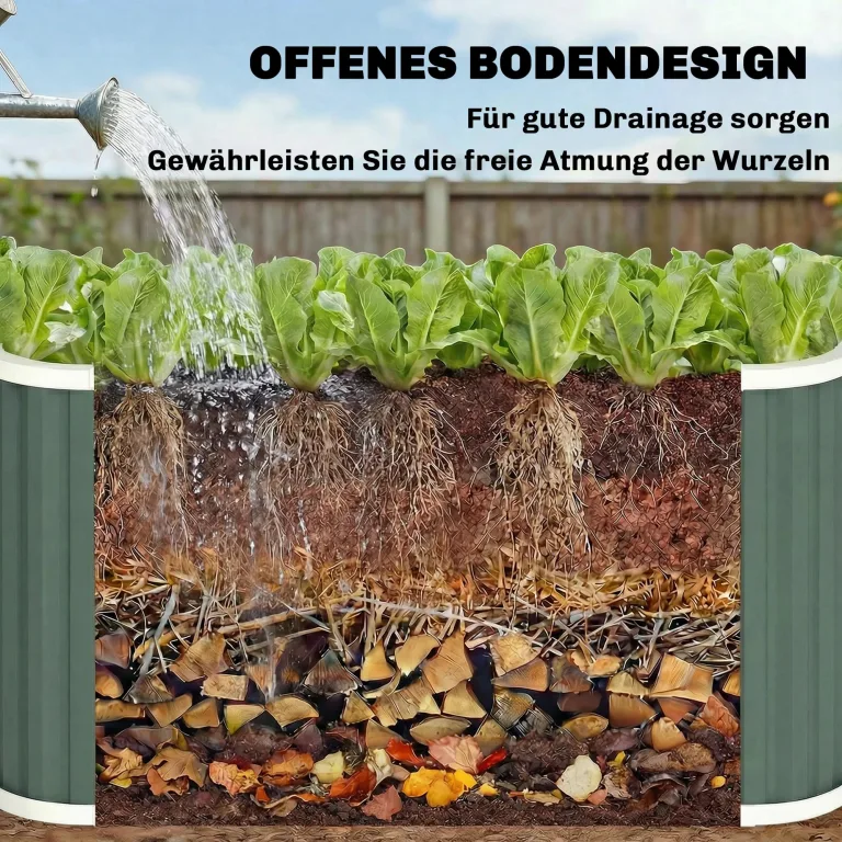 Outsunny Hochbeet Metall 136 x 53 x 61 cm Tief mit Schutzkanten, Pflanzenetiketten und Handschuhen, Kräuterbeet mit offenem Boden, Pflanzkasten Pflanzkübel, einfache Montage für Garten Balkon – Bild 9