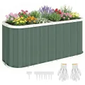 Outsunny Hochbeet Metall 136 x 53 x 61 cm Tief mit Schutzkanten, Pflanzenetiketten und Handschuhen, Kräuterbeet mit offenem Boden, Pflanzkasten Pflanzkübel, einfache Montage für Garten Balkon - Thumbnail 10