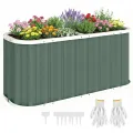 Outsunny Hochbeet Metall 136 x 53 x 61 cm Tief mit Schutzkanten, Pflanzenetiketten und Handschuhen, Kräuterbeet mit offenem Boden, Pflanzkasten Pflanzkübel, einfache Montage für Garten Balkon - Thumbnail 1