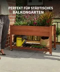 Garvee Hochbeet aus Holz, mit Rollen und Ablageboden, Pflanzkasten, Pflanztrog, Blumenkübel, Kräuterbeet, für Garten, Balkon und Terrasse, 122×61×76 cm, braun - Thumbnail 3