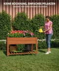 Garvee Hochbeet aus Holz, mit Rollen und Ablageboden, Pflanzkasten, Pflanztrog, Blumenkübel, Kräuterbeet, für Garten, Balkon und Terrasse, 122×61×76 cm, braun - Thumbnail 6
