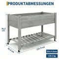 Garvee Hochbeet aus Holz, mit Rollen und Ablageboden, Pflanzkasten, Pflanztrog, Blumenkübel, Kräuterbeet, für Garten, Balkon und Terrasse, 122×61×76 cm, grau - Thumbnail 2