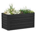 LZQ Hochbeet Metall 180x90x58cm M für Garten Verzinktes Gemüsebeet Pflanzkasten Pflanzenbeet Kräuterbeet aus Rostfreiem Stahl Frühbeet Hochbeete für Gemüse Blumen Kräuter, Rechteckigl Schwarz 975L - Thumbnail 1