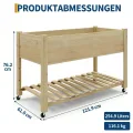 Garvee Hochbeet aus Holz, mit Rollen und Ablageboden, Pflanzkasten, Pflanztrog, Blumenkübel, Kräuterbeet, für Garten, Balkon und Terrasse, 122×61×76 cm, Natur - Thumbnail 2