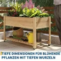 Garvee Hochbeet aus Holz, mit Rollen und Ablageboden, Pflanzkasten, Pflanztrog, Blumenkübel, Kräuterbeet, für Garten, Balkon und Terrasse, 122×61×76 cm, Natur - Thumbnail 3