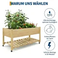 Garvee Hochbeet aus Holz, mit Rollen und Ablageboden, Pflanzkasten, Pflanztrog, Blumenkübel, Kräuterbeet, für Garten, Balkon und Terrasse, 122×61×76 cm, Natur - Thumbnail 4
