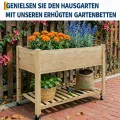 Garvee Hochbeet aus Holz, mit Rollen und Ablageboden, Pflanzkasten, Pflanztrog, Blumenkübel, Kräuterbeet, für Garten, Balkon und Terrasse, 122×61×76 cm, Natur - Thumbnail 8