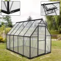 LZQ Gewächshaus Aluminium mit Fundament 280x180x195cm Gartengewächshaus Treibhaus 4mm PC-Hohlkammerplatten Tomatenhaus mit Schiebetür Dachfenster Pflanzenhaus Wetterfest für Aufzucht Gemüse, 6x10 ft - Thumbnail 3