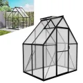 LZQ Gewächshaus Aluminium mit Fundament 280x180x195cm Gartengewächshaus Treibhaus 4mm PC-Hohlkammerplatten Tomatenhaus mit Schiebetür Dachfenster Pflanzenhaus Wetterfest für Aufzucht Gemüse, 6x10 ft - Thumbnail 10