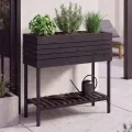 Hochbeet HWC-P84, Pflanzbeet Blumen-/Pflanzkasten Pflanzkübel, Ablage Outdoor Akazie Holz FSC® 79x80x31cm - Hellbraun - Thumbnail 10