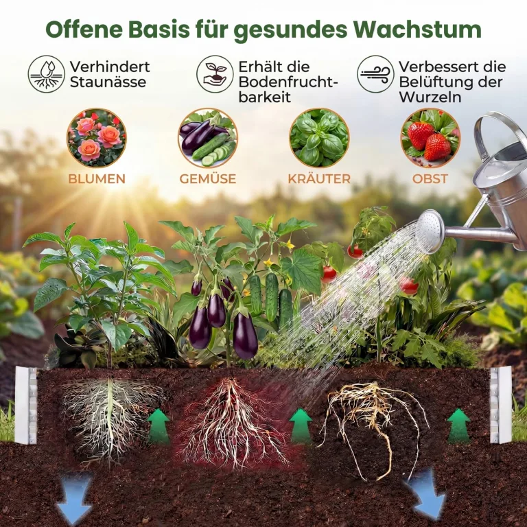 GOPLUS 3 in 1 Hochbeet mit Gewächshaus, Pflanzkasten mit abnehmbarem PVC-Abdeckung & 2 Fenstern, Blumenbeet Metall mit offener Boden, Outdoor Frühbeet für Gemüse, Kräuter & Blumen, 202 x 101 x 81 cm – Bild 7