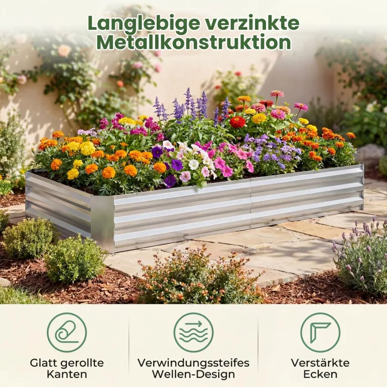 GOPLUS 3 in 1 Hochbeet mit Gewächshaus, Pflanzkasten mit abnehmbarem PVC-Abdeckung & 2 Fenstern, Blumenbeet Metall mit offener Boden, Outdoor Frühbeet für Gemüse, Kräuter & Blumen, 202 x 101 x 81 cm – Bild 9