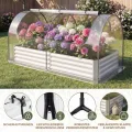 GOPLUS 3 in 1 Hochbeet mit Gewächshaus, Pflanzkasten mit abnehmbarem PVC-Abdeckung & 2 Fenstern, Blumenbeet Metall mit offener Boden, Outdoor Frühbeet für Gemüse, Kräuter & Blumen, 202 x 101 x 81 cm - Thumbnail 8