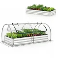 GOPLUS 3 in 1 Hochbeet mit Gewächshaus, Pflanzkasten mit abnehmbarem PVC-Abdeckung & 2 Fenstern, Blumenbeet Metall mit offener Boden, Outdoor Frühbeet für Gemüse, Kräuter & Blumen, 202 x 101 x 81 cm - Thumbnail 10