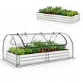 GOPLUS 3 in 1 Hochbeet mit Gewächshaus, Pflanzkasten mit abnehmbarem PVC-Abdeckung & 2 Fenstern, Blumenbeet Metall mit offener Boden, Outdoor Frühbeet für Gemüse, Kräuter & Blumen, 202 x 101 x 81 cm - Thumbnail 1