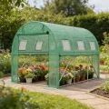 SUBTLETY Gewächshaus 3×2×2 m Foliengewächshaus Belüftung Tomatengewächshaus mit Fenstern & Reißverschlusstürenk, Folientunnel aus Verzinktem Stahlrahmen Frostschutz für Gartenpflanzen, Grün - Thumbnail 9