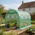 SUBTLETY Gewächshaus 3×2×2 m Foliengewächshaus Belüftung Tomatengewächshaus mit Fenstern & Reißverschlusstürenk, Folientunnel aus Verzinktem Stahlrahmen Frostschutz für Gartenpflanzen, Grün - Thumbnail 1