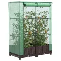 HUAKEHOM Hochbeet mit Gewächshaus-Aufsatz Pflanzbeet mit Eisenrohr-Rahmen Gemüsebeet für Garten Terrasse Balkon Pflanzkasten Frühbeet Rattan-Optik 80x40x123 cm - Thumbnail 7