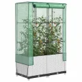 HUAKEHOM Hochbeet mit Gewächshaus-Aufsatz Pflanzbeet mit Eisenrohr-Rahmen Gemüsebeet für Garten Terrasse Balkon Pflanzkasten Frühbeet Rattan-Optik 80x40x123 cm - Thumbnail 10