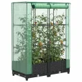 HUAKEHOM Hochbeet mit Gewächshaus-Aufsatz Pflanzbeet mit Eisenrohr-Rahmen Gemüsebeet für Garten Terrasse Balkon Pflanzkasten Frühbeet Rattan-Optik 80x40x123 cm - Thumbnail 1