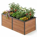Amopatio Hochbeet Metall 200x100x77 cm Holzoptik, 1 mm Zink-Aluminium Pflanzbeet, 1540L Stabil Gemüsebeet, Wetterfest Gartenbeet Pflanzkasten Kräuterbeet für Outdoor & Balkon, Braun - Thumbnail 9