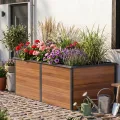 Amopatio Hochbeet Metall 200x100x77 cm Holzoptik, 1 mm Zink-Aluminium Pflanzbeet, 1540L Stabil Gemüsebeet, Wetterfest Gartenbeet Pflanzkasten Kräuterbeet für Outdoor & Balkon, Braun - Thumbnail 1