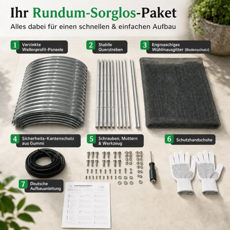 Hochbeet Metall 160x80x80, verzinkter Stahl, wetterfest, oval mit abgerundeten Ecken, inkl. MontageSet, Handschuhe und Nagetierschutz (Anthrazit, 160 x 80 x 80 cm) – Bild 6