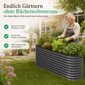 Hochbeet Metall 160x80x80, verzinkter Stahl, wetterfest, oval mit abgerundeten Ecken, inkl. MontageSet, Handschuhe und Nagetierschutz (Anthrazit, 160 x 80 x 80 cm) - Thumbnail 3