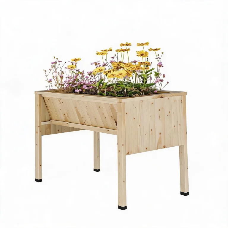 Garvee Holz-Pflanzkasten mit Rankgitter, erhöhtes Hochbeet mit Rollen und Feststellbremsen, Drainagelöchern, Vertikalgitter, für Terrasse, Balkon und Innenbereich, braun, 2er-Pack – Bild 8