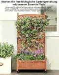 Garvee Holz-Pflanzkasten mit Rankgitter, erhöhtes Hochbeet mit Rollen und Feststellbremsen, Drainagelöchern, Vertikalgitter, für Terrasse, Balkon und Innenbereich, braun, 2er-Pack - Thumbnail 4
