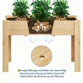 Garvee Hochbeet Holz, Blumenbett, Kräuterbeet, Frühbeet, mit Pflanzfolie, Drainagelöchern & Seitenhaken, erhöhter Pflanzkasten, für Garten, Terrasse, Balkon, Naturfarbe, 117×59×76 cm - Thumbnail 5