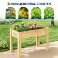Garvee Hochbeet Holz, Blumenbett, Kräuterbeet, Frühbeet, mit Pflanzfolie, Drainagelöchern & Seitenhaken, erhöhter Pflanzkasten, für Garten, Terrasse, Balkon, Naturfarbe, 117×59×76 cm - Thumbnail 6