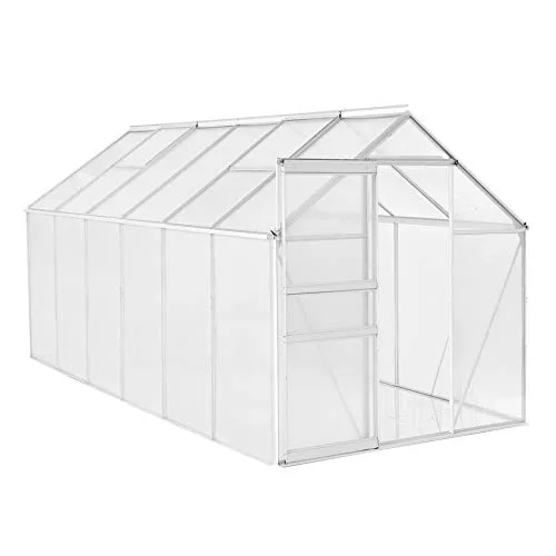 ESTEXO Aluminium Gewächshaus Treibhaus ohne oder inkl. Fundament Tomatenhaus Pflanzhaus mit Hohlkammerstegplatten (370x190x195 cm) – Bild 4