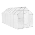 ESTEXO Aluminium Gewächshaus Treibhaus ohne oder inkl. Fundament Tomatenhaus Pflanzhaus mit Hohlkammerstegplatten (370x190x195 cm) - Thumbnail 4