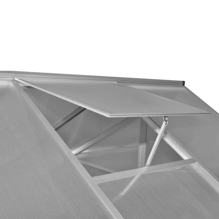 Verstärktes Gewächshaus Aluminium 3,46 m² mit doppelwandigen Polycarbonatplatten, UV-beständig und wärmeisolierend, robuste Aluminiumkonstruktion, Dachrinnensystem und Lüftung, – Bild 6