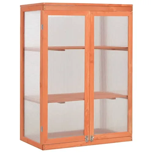 Holz Gewächshaus klein mit 2 Regalböden, Pflanzenhaus aus PC-Platte und starkem Holz, Frühbeet 75x47x109 cm, Scharnierdeckel zum leichten Gießen, Pflanzenschrank für Kräuter – Bild 10