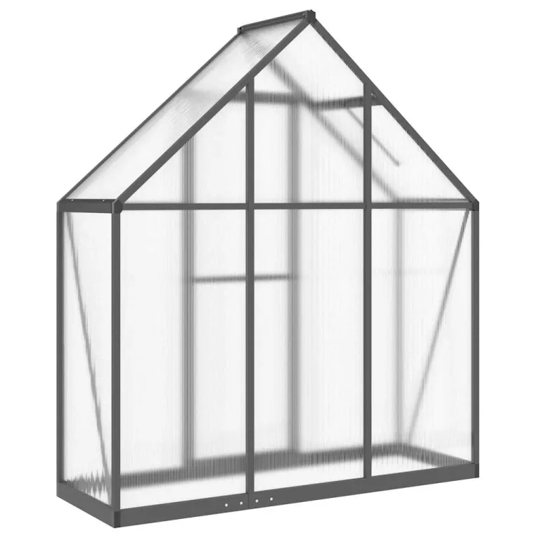 Alu Gewächshaus 169x58x195 cm mit Fundamentrahmen aus Aluminium, anthrazit, Polycarbonatplatten UV-beständig, wetterfester Rahmen, Lüftungsfenster 5-Fach verstellbar, Flügeltür, – Bild 5