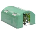 Foliengewächshaus 300x800x200CM PE Plane 140g/m²,Foliengewächshäuser mit Erdanker & Seilen,Gartenhäuschen für Garten Pflanzen Grün - Thumbnail 10