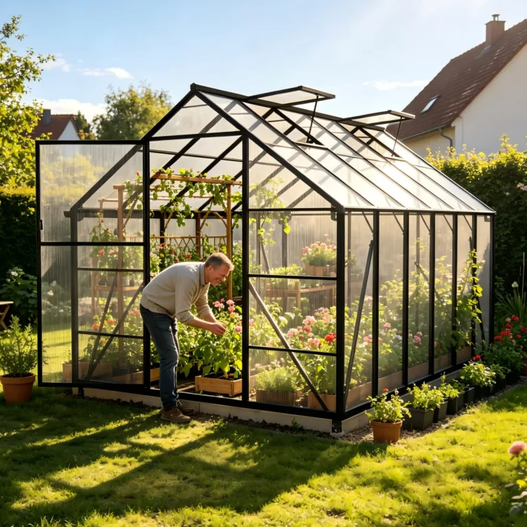 Aluminium Gewächshaus 8x12FT mit Fundament & Belüftungsfenster, großflächiges Tomatenhaus wetterfest & rostfrei, professionelles Gewächshaus für Gemüse, Pflanzen & Frühbeet, 380x250x205cm – Bild 1