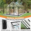 Aluminium Gewächshaus 8x12FT mit Fundament & Belüftungsfenster, großflächiges Tomatenhaus wetterfest & rostfrei, professionelles Gewächshaus für Gemüse, Pflanzen & Frühbeet, 380x250x205cm - Thumbnail 7