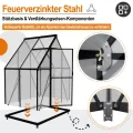 Aluminium Gewächshaus 6x4FT mit Fundament & Dachfenster, stabiles Tomatenhaus wetterfest & rostfrei, temperaturbeständiges Treibhaus für Gemüse & Pflanzen Frühbeet & Pflanzenhaus 125x180x195cm - Thumbnail 3