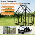 Aluminium Gewächshaus 6x4FT mit Fundament & Dachfenster, stabiles Tomatenhaus wetterfest & rostfrei, temperaturbeständiges Treibhaus für Gemüse & Pflanzen Frühbeet & Pflanzenhaus 125x180x195cm - Thumbnail 4