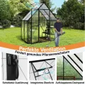 Aluminium Gewächshaus 6x4FT mit Fundament & Dachfenster, stabiles Tomatenhaus wetterfest & rostfrei, temperaturbeständiges Treibhaus für Gemüse & Pflanzen Frühbeet & Pflanzenhaus 125x180x195cm - Thumbnail 7