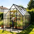 Aluminium Gewächshaus 6x4FT mit Fundament & Dachfenster, stabiles Tomatenhaus wetterfest & rostfrei, temperaturbeständiges Treibhaus für Gemüse & Pflanzen Frühbeet & Pflanzenhaus 125x180x195cm - Thumbnail 10
