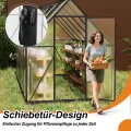 Aluminium Gewächshaus 6x12FT mit Fundament & Belüftungsdachfenster, langlebiges Tomatenhaus wetterfest & korrosionsbeständig, perfektes Treibhaus für Gemüse, Kräuter & Pflanzen, 340x180x195cm - Thumbnail 5