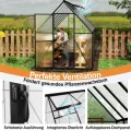 Aluminium Gewächshaus 6x12FT mit Fundament & Belüftungsdachfenster, langlebiges Tomatenhaus wetterfest & korrosionsbeständig, perfektes Treibhaus für Gemüse, Kräuter & Pflanzen, 340x180x195cm - Thumbnail 7